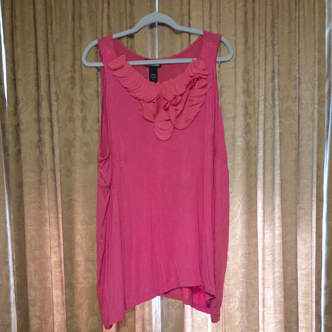 Pink Sleeveless Top With Ruffle Detail